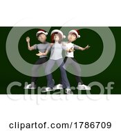 Poster, Art Print Of Group Of Young People In Santa Hats Presenting To Empty Copyspace