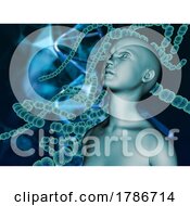 Poster, Art Print Of 3d Medical Image With An Image Of A Child On Background With The Strep A Virus Cell