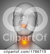 3D Medical Image With Child Figure With Pain In Throat And Mouth Highlighted