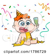 Poster, Art Print Of Cartoon New Year Baby At A Party
