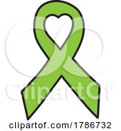 Poster, Art Print Of Lime Green Awareness Ribbon With A Heart