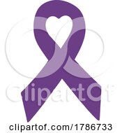 Poster, Art Print Of Purple Awareness Ribbon With A Heart