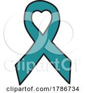 Poster, Art Print Of Teal Awareness Ribbon With A Heart