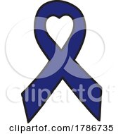 Poster, Art Print Of Blue Awareness Ribbon With A Heart