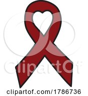 Burgandy Awareness Ribbon With A Heart