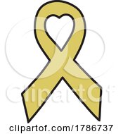 Poster, Art Print Of Gold Awareness Ribbon With A Heart
