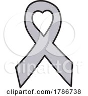 Poster, Art Print Of Gray Awareness Ribbon With A Heart