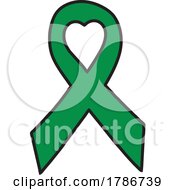 Poster, Art Print Of Green Awareness Ribbon With A Heart