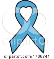 Poster, Art Print Of Light Blue Awareness Ribbon With A Heart