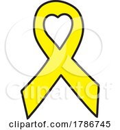 Poster, Art Print Of Yellow Awareness Ribbon With A Heart