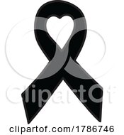Poster, Art Print Of Black Awareness Ribbon With A Heart