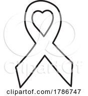 Poster, Art Print Of White Awareness Ribbon With A Heart