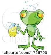 Poster, Art Print Of Cartoon Drunk Frog Holding A Beer