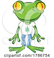 Poster, Art Print Of Cartoon Frog Wearing A Weed Shirt