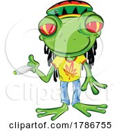 Poster, Art Print Of Cartoon Rasta Frog Smoking A Joint