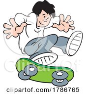 Poster, Art Print Of Cartoon Boy Skateboarding Without A Helmet