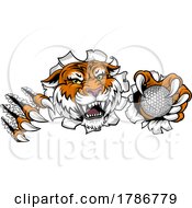 Poster, Art Print Of Tiger Golf Ball Sports Team Cartoon Animal Mascot
