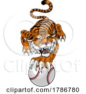 Poster, Art Print Of Tiger Baseball Ball Animal Sports Team Mascot