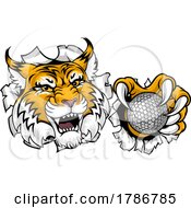 Poster, Art Print Of Wildcat Bobcat Golf Ball Sport Team Cartoon Mascot