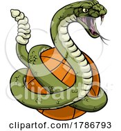 Poster, Art Print Of Rattlesnake Basketball Animal Sports Team Mascot
