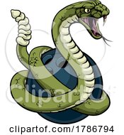 Poster, Art Print Of Rattlesnake Bowling Ball Animal Sports Team Mascot