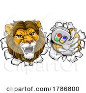 Poster, Art Print Of Lion Gamer Video Game Animal Sports Team Mascot