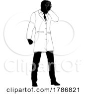 Poster, Art Print Of Scientist Engineer Inspector Upset Man Silhouette