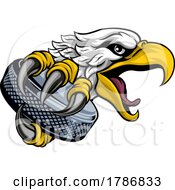 Poster, Art Print Of Eagle Hawk Ice Hockey Puck Cartoon Team Mascot