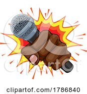 Microphone Fist Hand Explosion Pop Art Cartoon