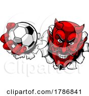 Poster, Art Print Of Devil Soccer Football Ball Sports Mascot Cartoon
