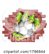 Poster, Art Print Of Soccer Football Ball Claw Breaking Through Wall
