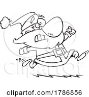 Cartoon Black And White Late Santa Claus Running