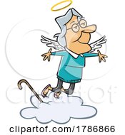 Cartoon Old Lady Going Home To Heaven After Passing Away by toonaday
