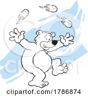 Cartoon Polar Bear Frolicking In Snow