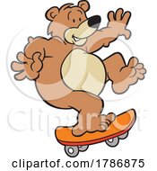 Poster, Art Print Of Cartoon Bear Skateboarding