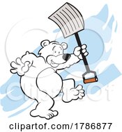 Cartoon Polar Bear Holding A Snow Shovel
