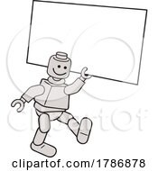 Cartoon Robot Holding A Sign