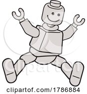 Poster, Art Print Of Cartoon Robot Jumping Or Sitting