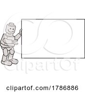 Cartoon Robot Presenting A Sign