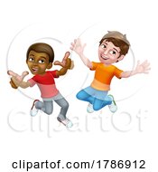 Poster, Art Print Of Jumping Boys Kids Children Cartoon
