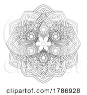 Elegant Mandala In Black And White Outline Design 3011