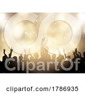 Poster, Art Print Of Silhouette Of A Party Audience On A Golden Bokeh Lights Background