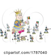 Cartoon King Playing With Toy Soldiers