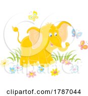 Poster, Art Print Of Cartoon Baby Elephant With Butterflies