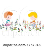 Poster, Art Print Of Cartoon Boys Playing With Toy Soldiers