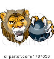 Poster, Art Print Of Lion Bowling Ball Animal Sports Team Mascot