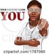 Poster, Art Print Of Black Woman Medical Doctor Nurse Pointing