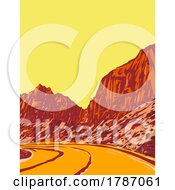 Poster, Art Print Of Pine Creek Canyon In Zion National Park Along Zion Park Blvd In Springdale Utah Wpa Poster Art