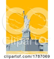 Poster, Art Print Of Statue Of Liberty On Liberty Island New York Usa Wpa Poster Art