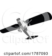 Poster, Art Print Of Propeller Airplane Flying Overhead Isolated Retro Style